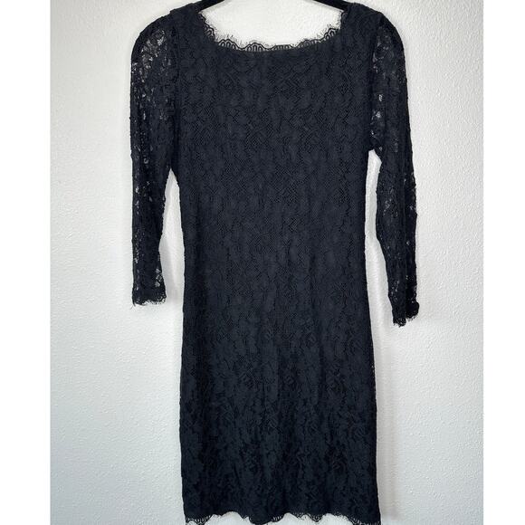 Diane von Furstenberg Black Zarita Stretch Lace Shift Dress 4 - Picture 4 of 16